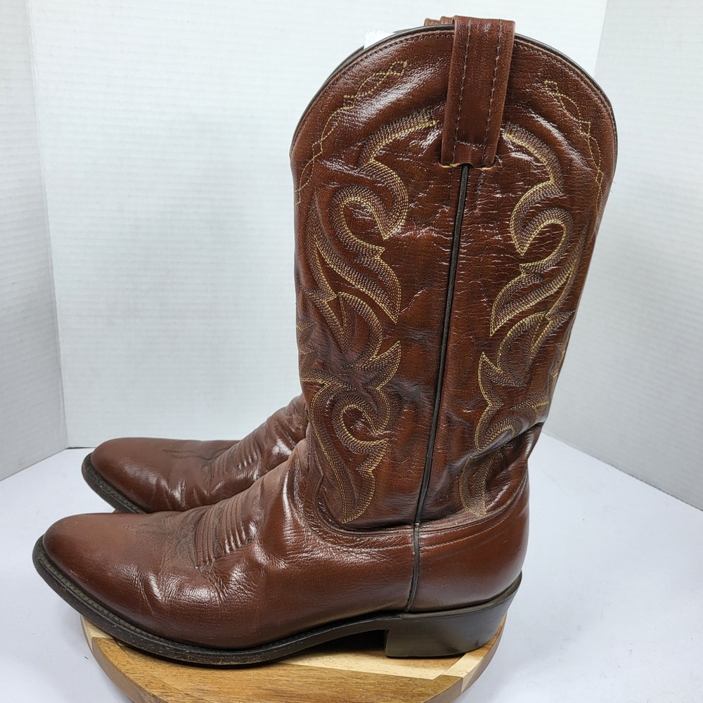 Dan Post Western Boots Mens 11 Brown Good Leather Embroidery DP2111